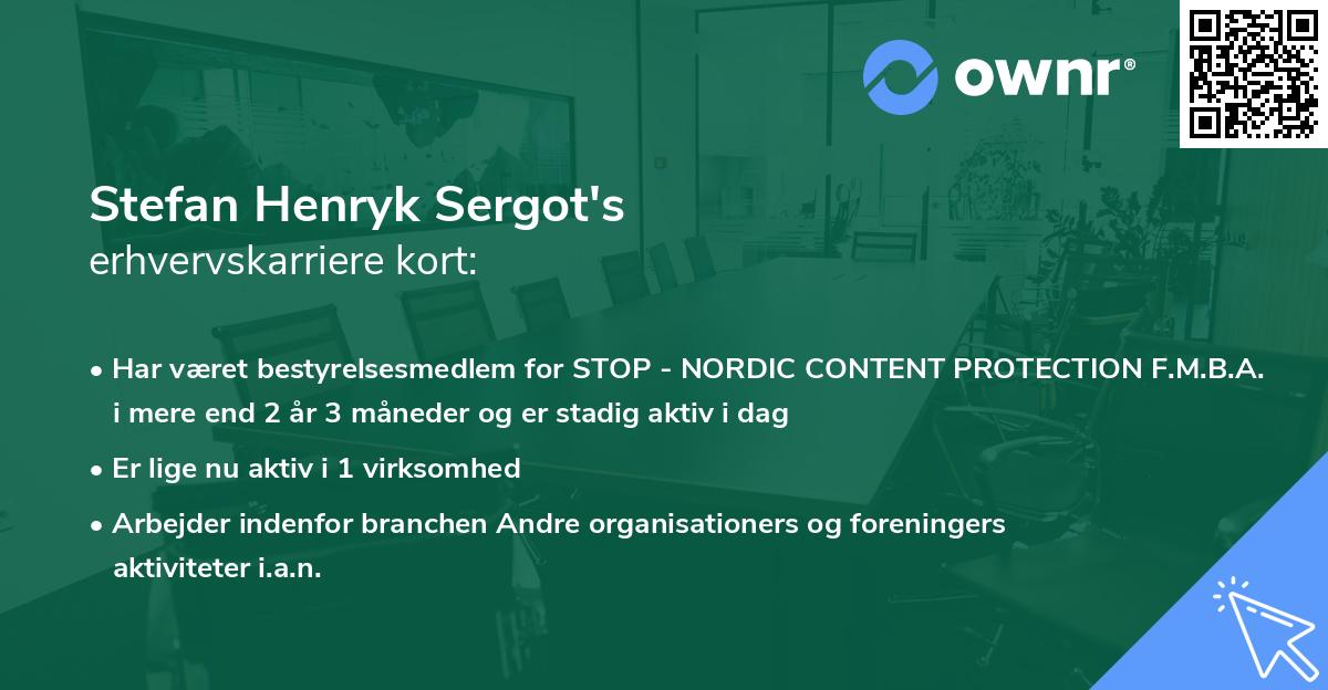 Stefan Henryk Sergot's erhvervskarriere kort