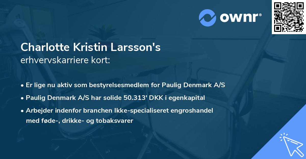 Charlotte Kristin Larsson's erhvervskarriere kort