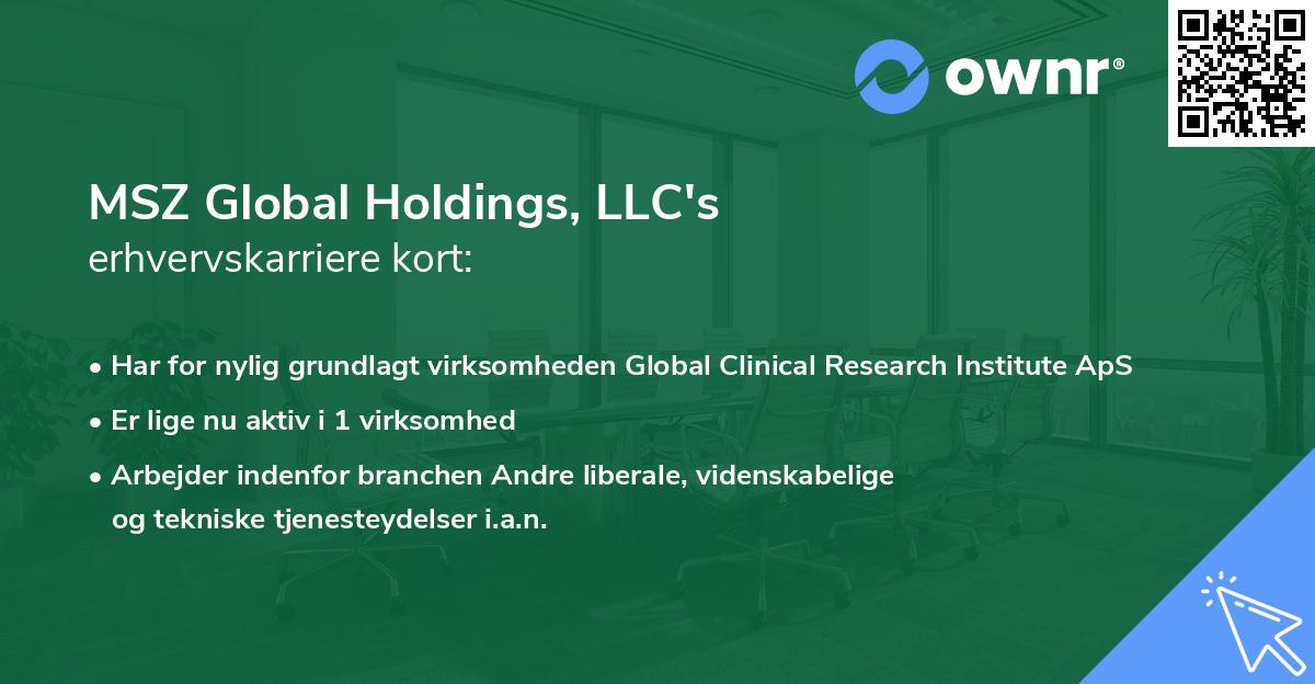 MSZ Global Holdings, LLC's erhvervskarriere kort