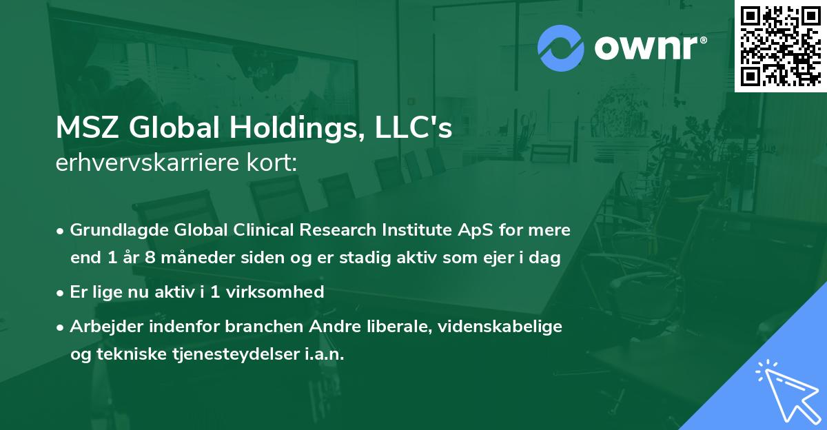 MSZ Global Holdings, LLC's erhvervskarriere kort