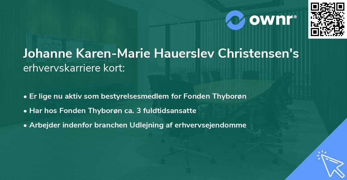 Johanne Karen-Marie Hauerslev Christensen's erhvervskarriere kort