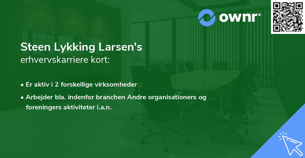 Steen Lykking Larsen's erhvervskarriere kort