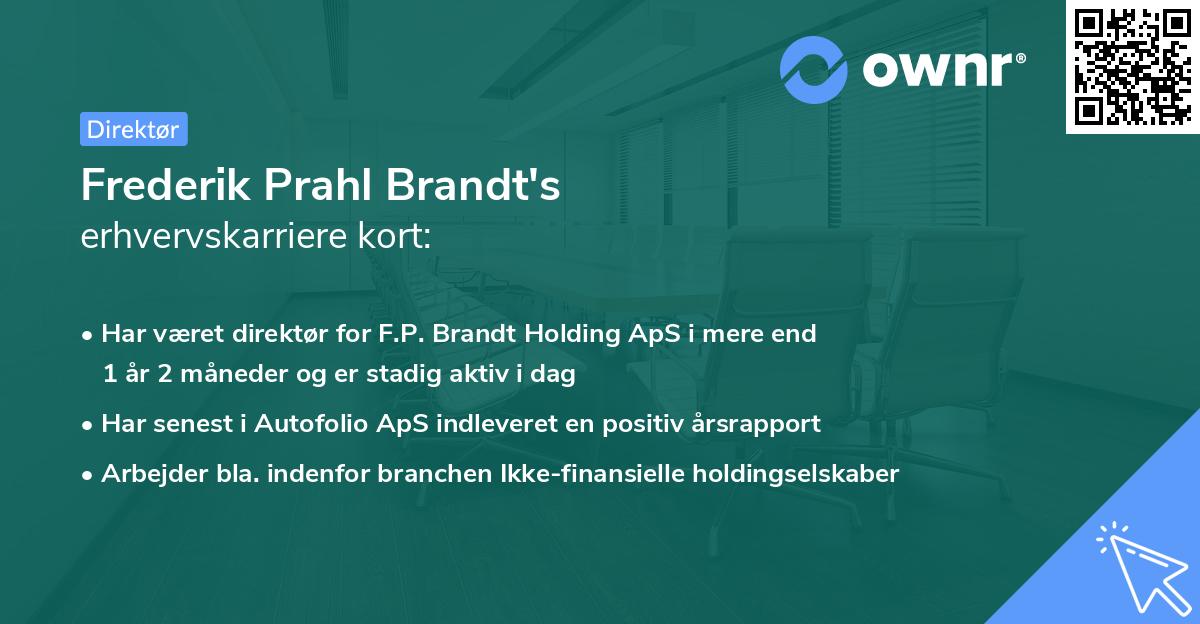 Frederik Prahl Brandt's erhvervskarriere kort