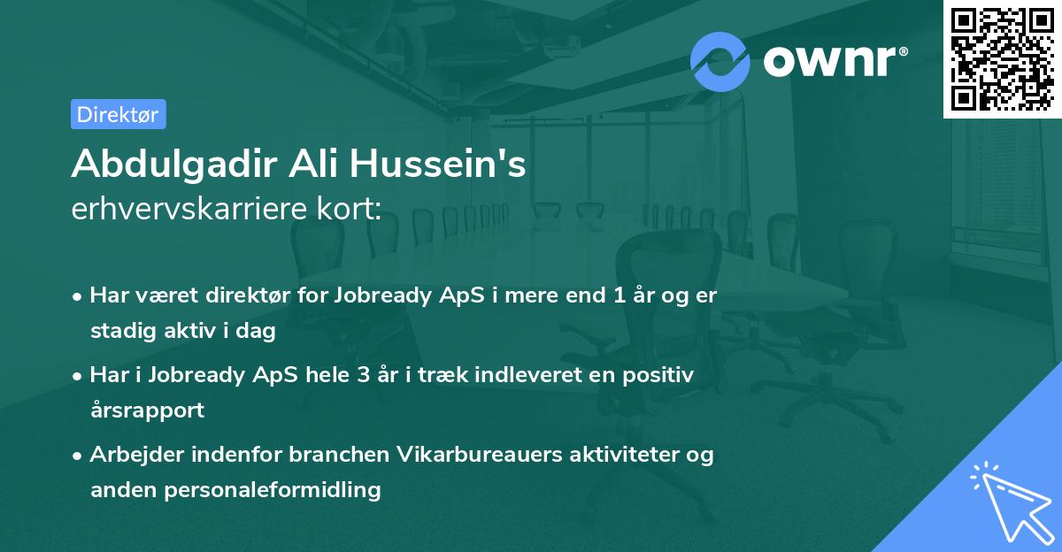 Abdulgadir Ali Hussein's erhvervskarriere kort