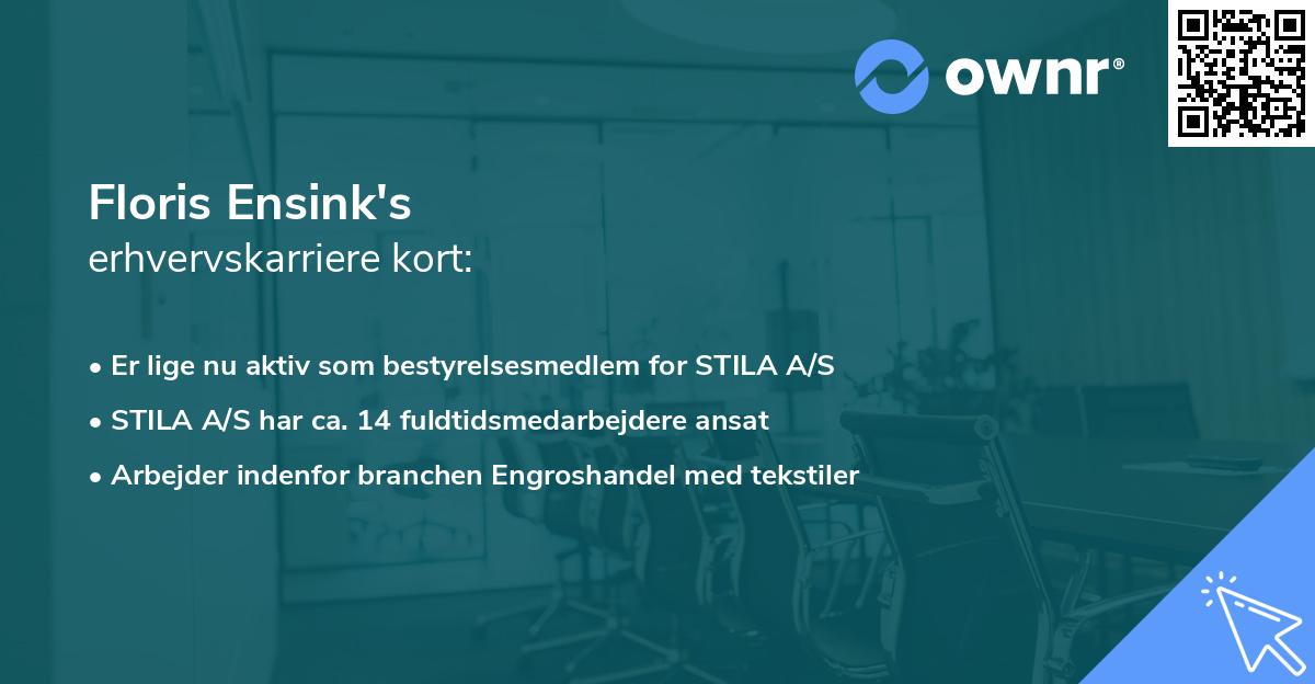 Floris Ensink's erhvervskarriere kort