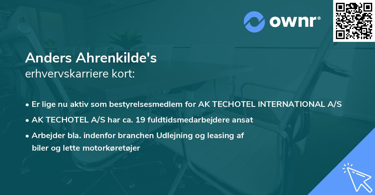 Anders Ahrenkilde's erhvervskarriere kort