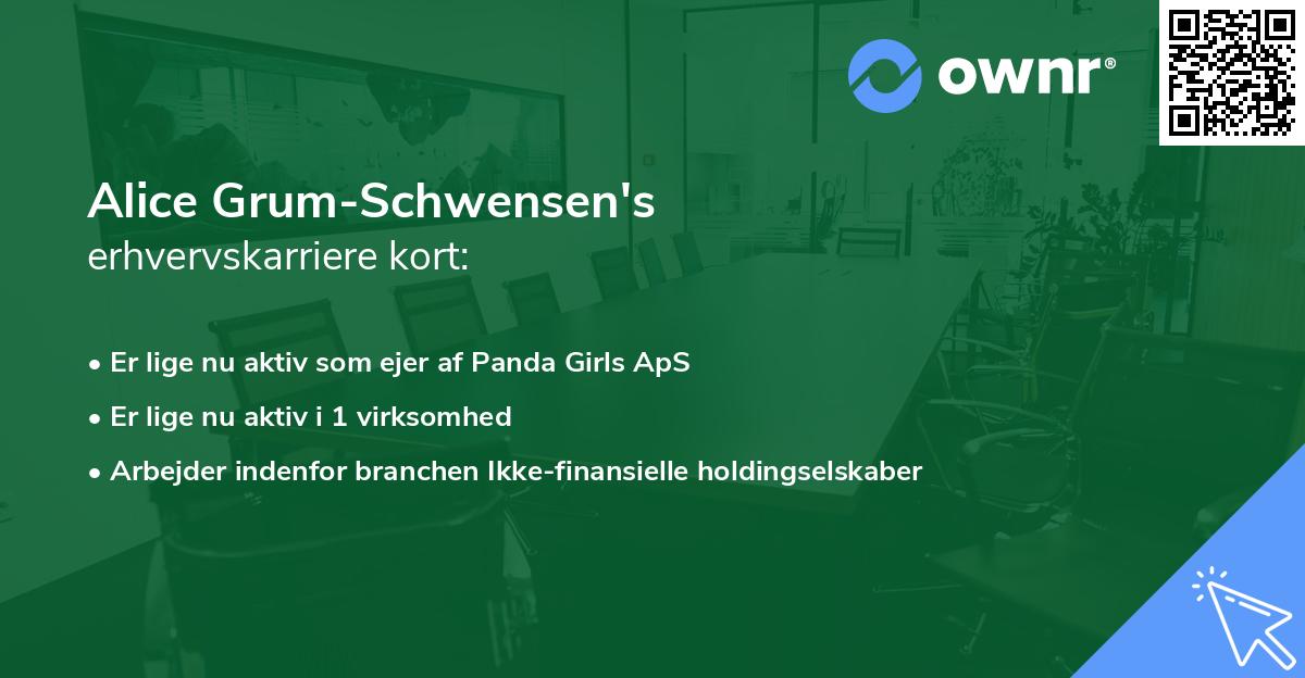 Alice Grum-Schwensen's erhvervskarriere kort