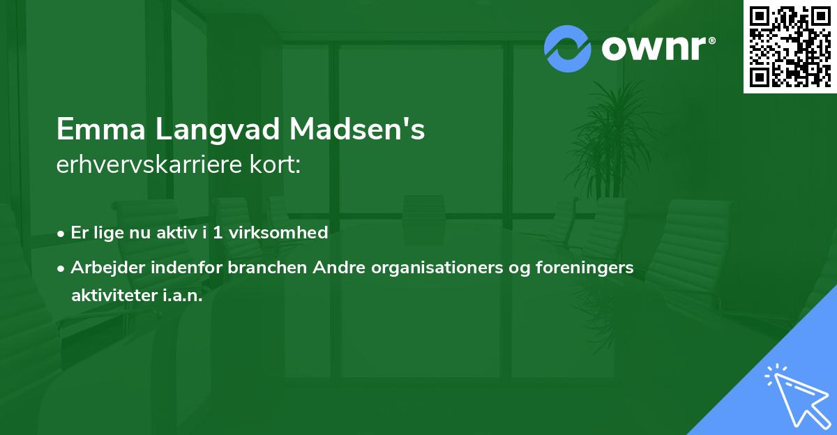 Emma Langvad Madsen's erhvervskarriere kort
