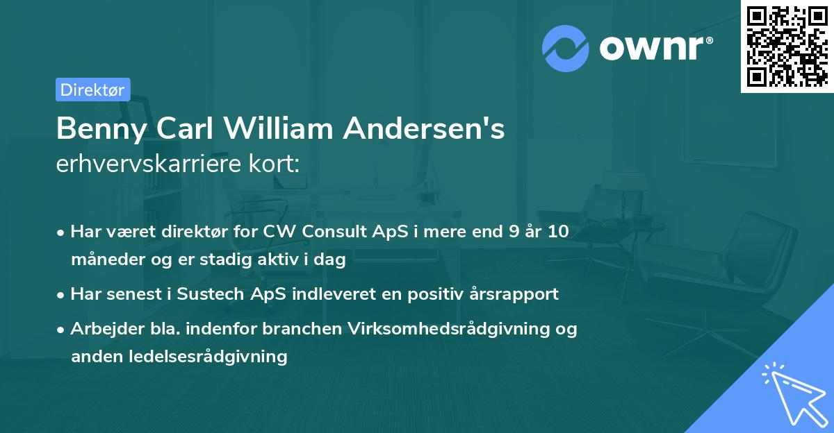 Benny Carl William Andersen's erhvervskarriere kort