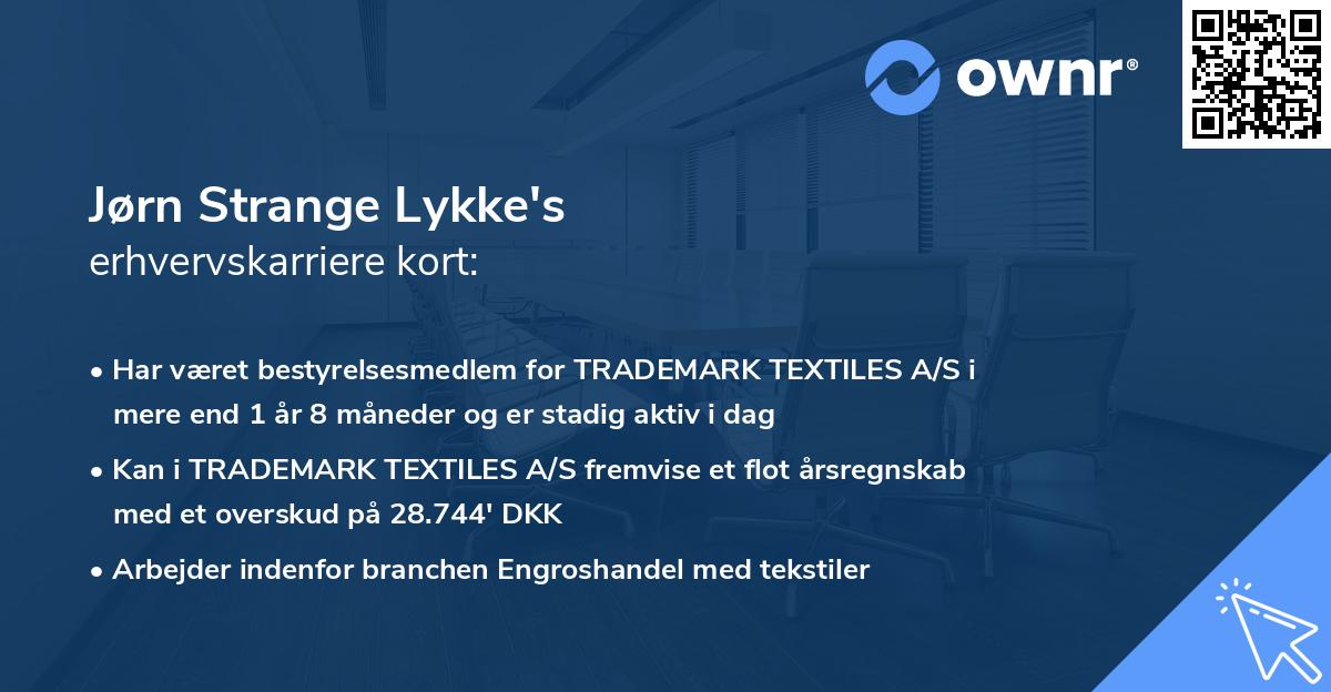 Jørn Strange Lykke's erhvervskarriere kort