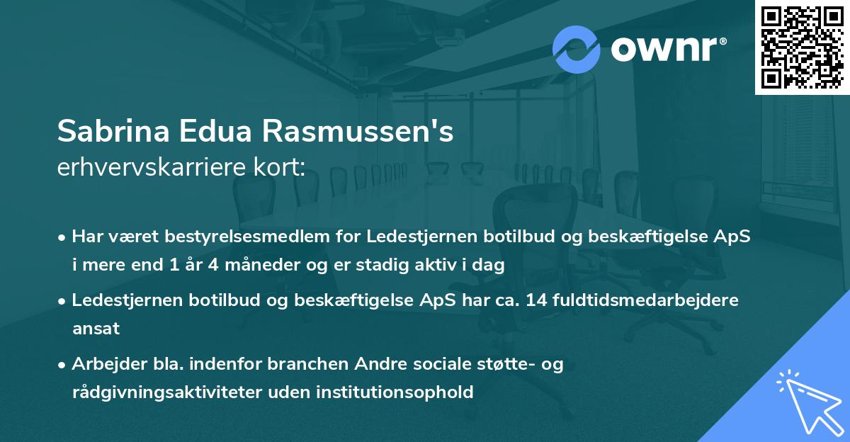 Sabrina Edua Rasmussen's erhvervskarriere kort