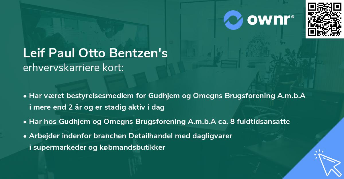 Leif Paul Otto Bentzen's erhvervskarriere kort