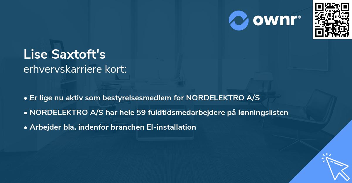 Lise Saxtoft's erhvervskarriere kort