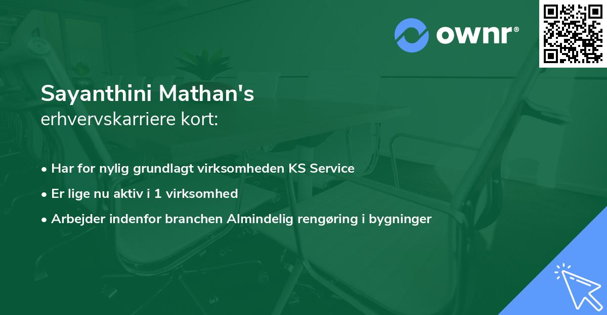 Sayanthini Mathan's erhvervskarriere kort