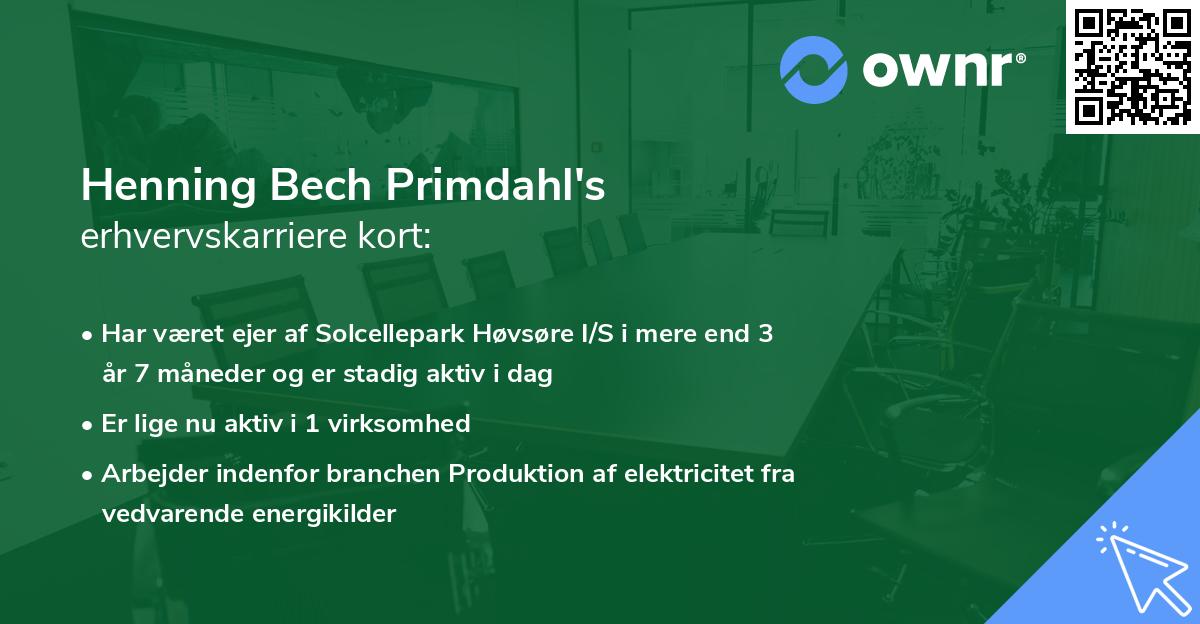 Henning Bech Primdahl's erhvervskarriere kort
