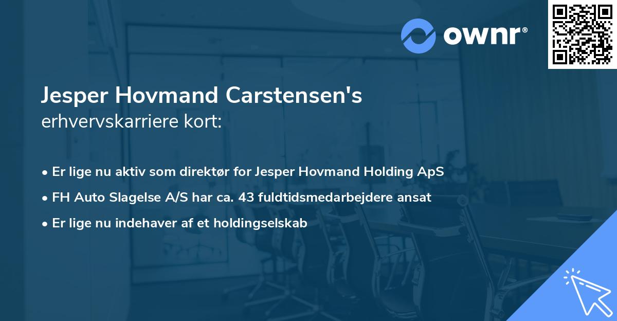 Jesper Hovmand Carstensen's erhvervskarriere kort