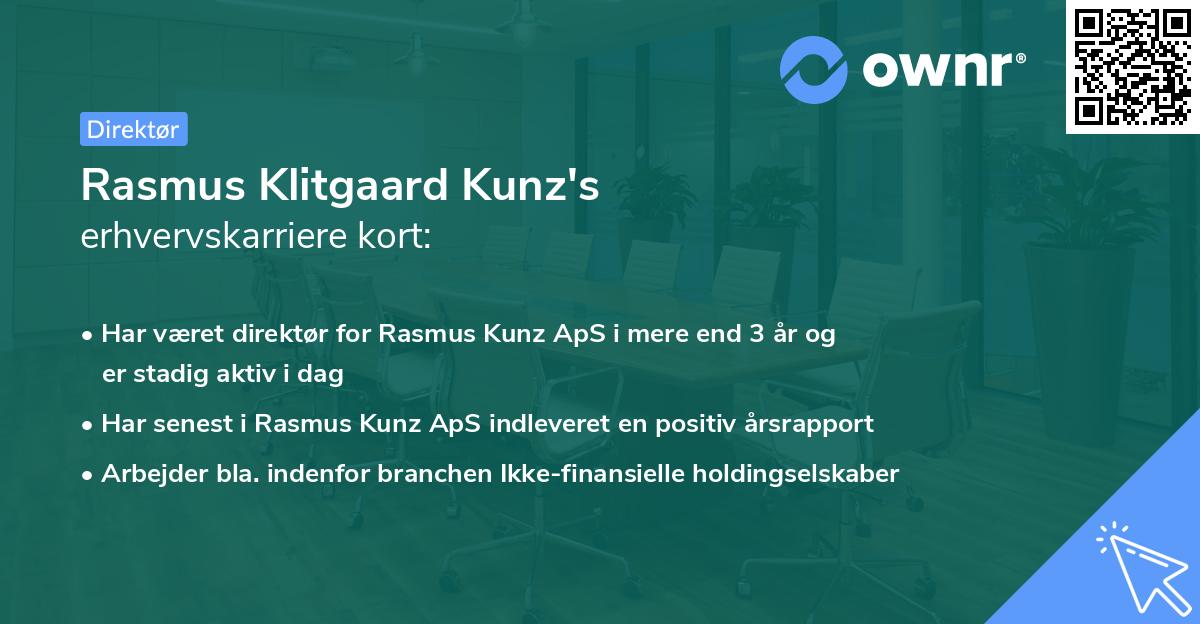 Rasmus Klitgaard Kunz's erhvervskarriere kort