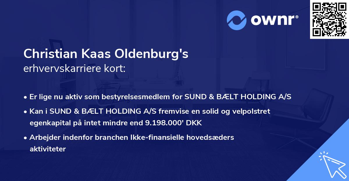 Christian Kaas Oldenburg's erhvervskarriere kort