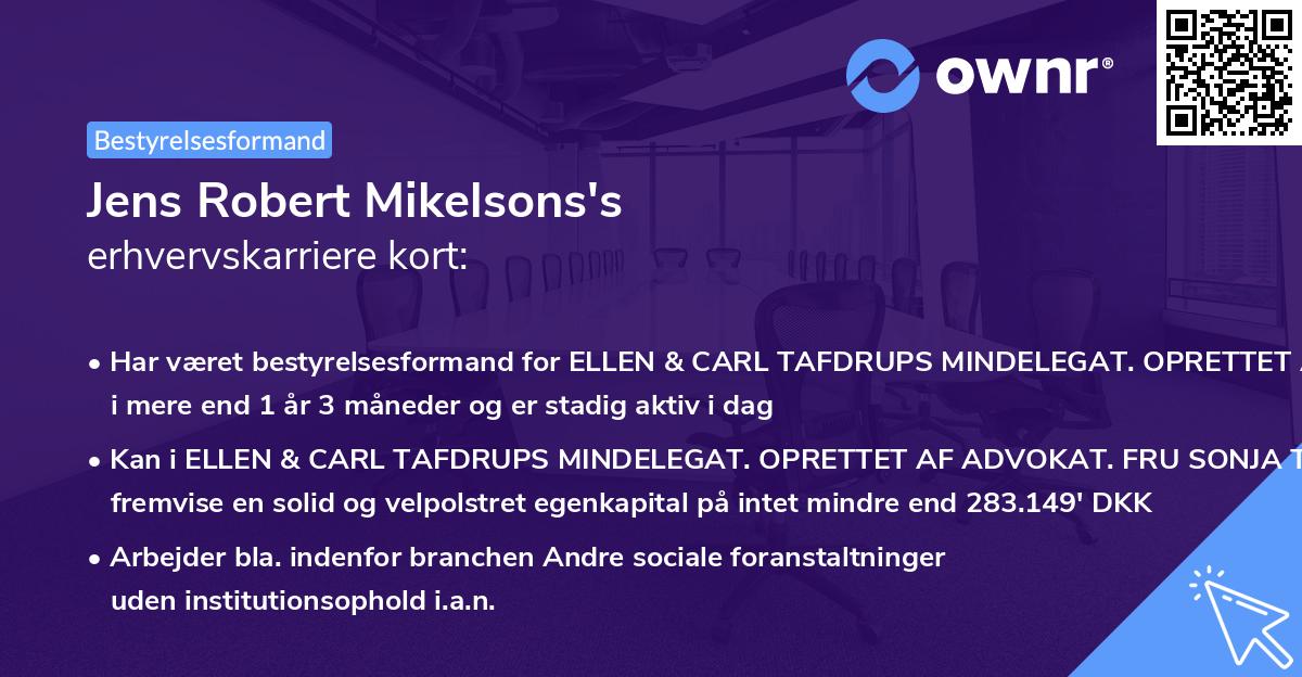 Jens Robert Mikelsons's erhvervskarriere kort