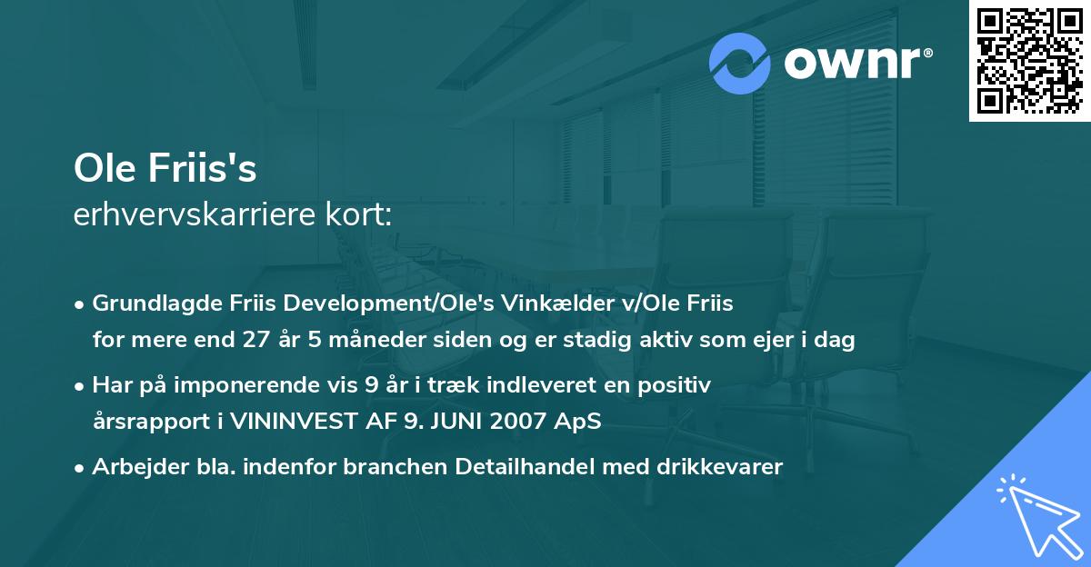 Ole Friis's erhvervskarriere kort