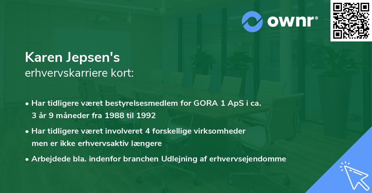 Karen Jepsen's erhvervskarriere kort