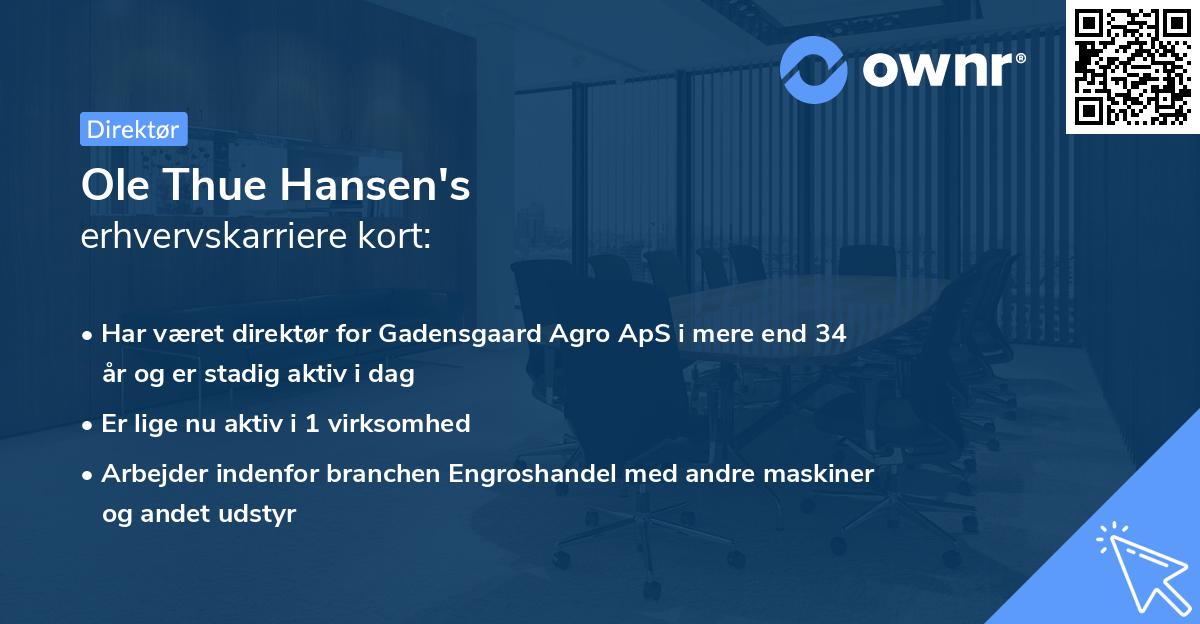 Ole Thue Hansen's erhvervskarriere kort