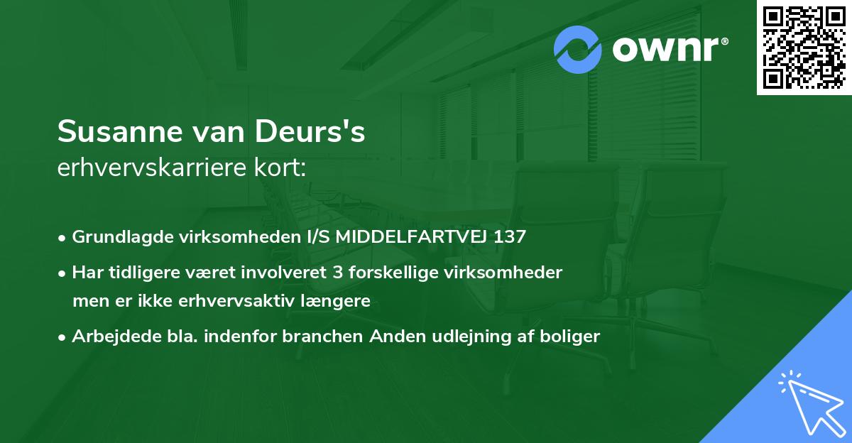 Susanne van Deurs's erhvervskarriere kort