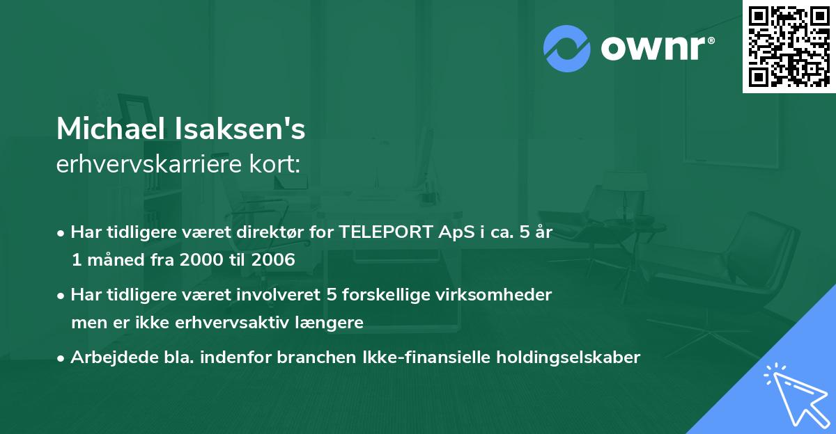 Michael Isaksen's erhvervskarriere kort