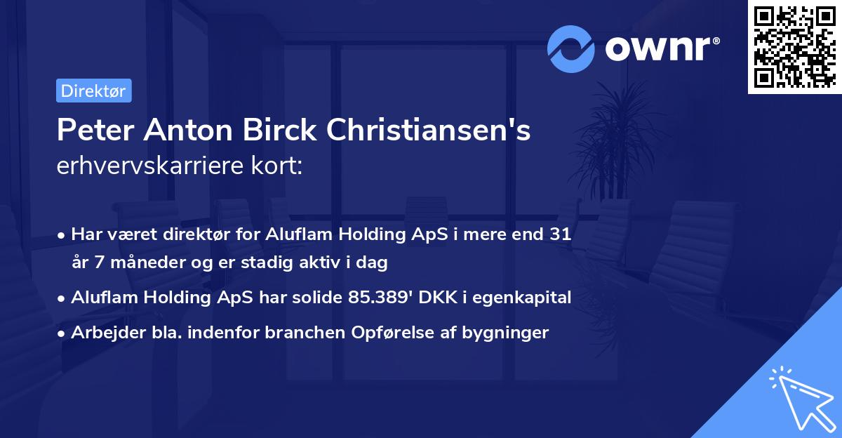 Peter Anton Birck Christiansen's erhvervskarriere kort