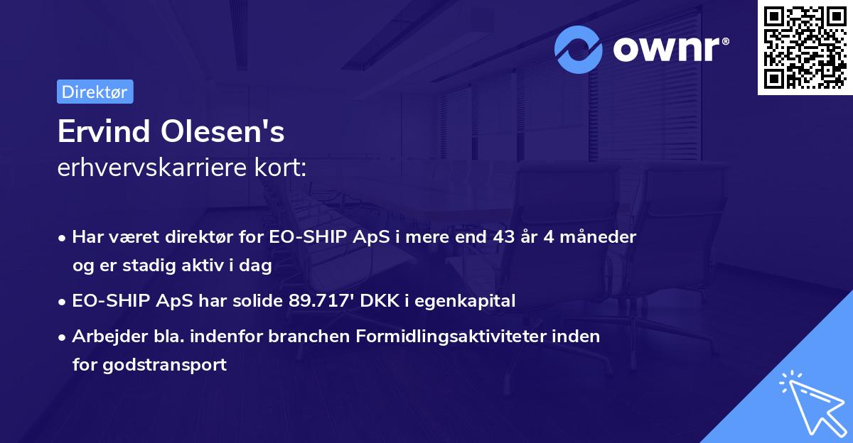 Ervind Olesen's erhvervskarriere kort