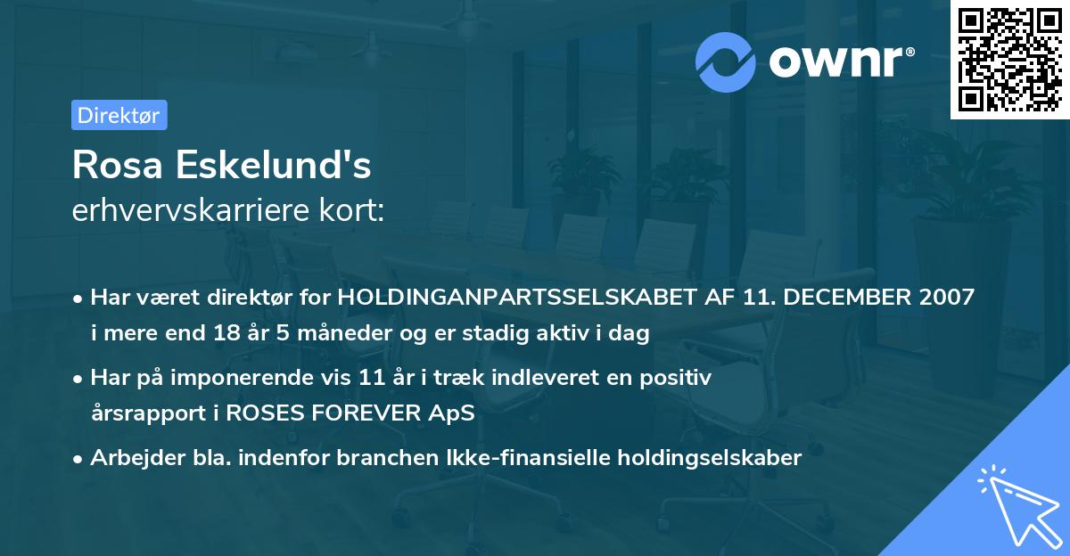 Rosa Eskelund's erhvervskarriere kort