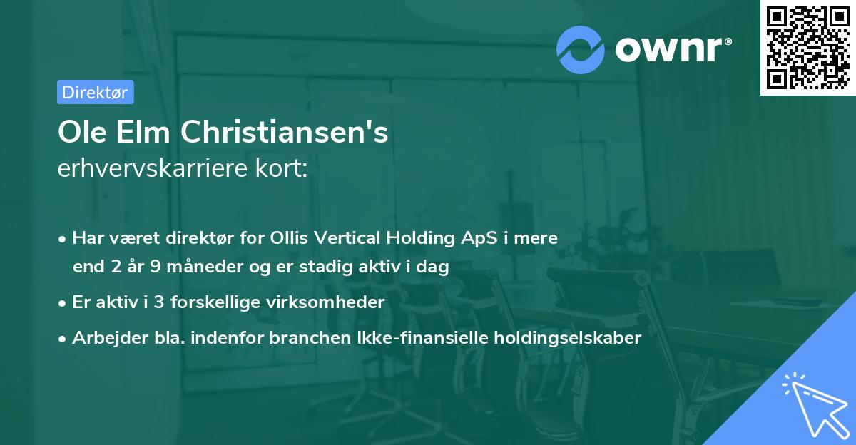 Ole Elm Christiansen's erhvervskarriere kort