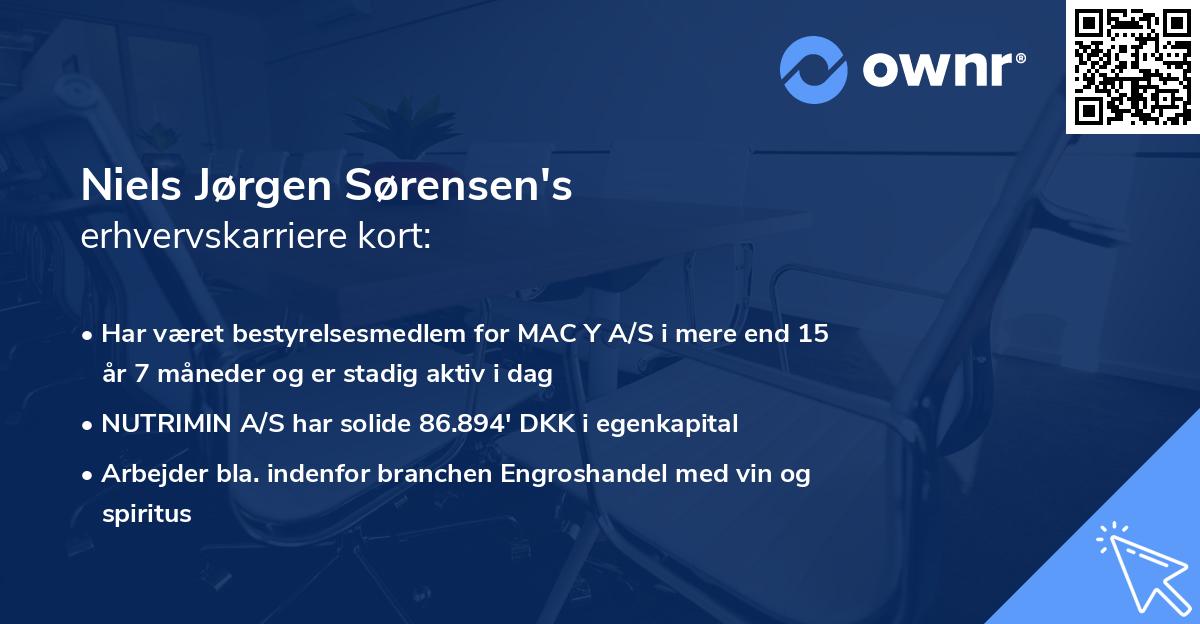 Niels Jørgen Sørensen's erhvervskarriere kort