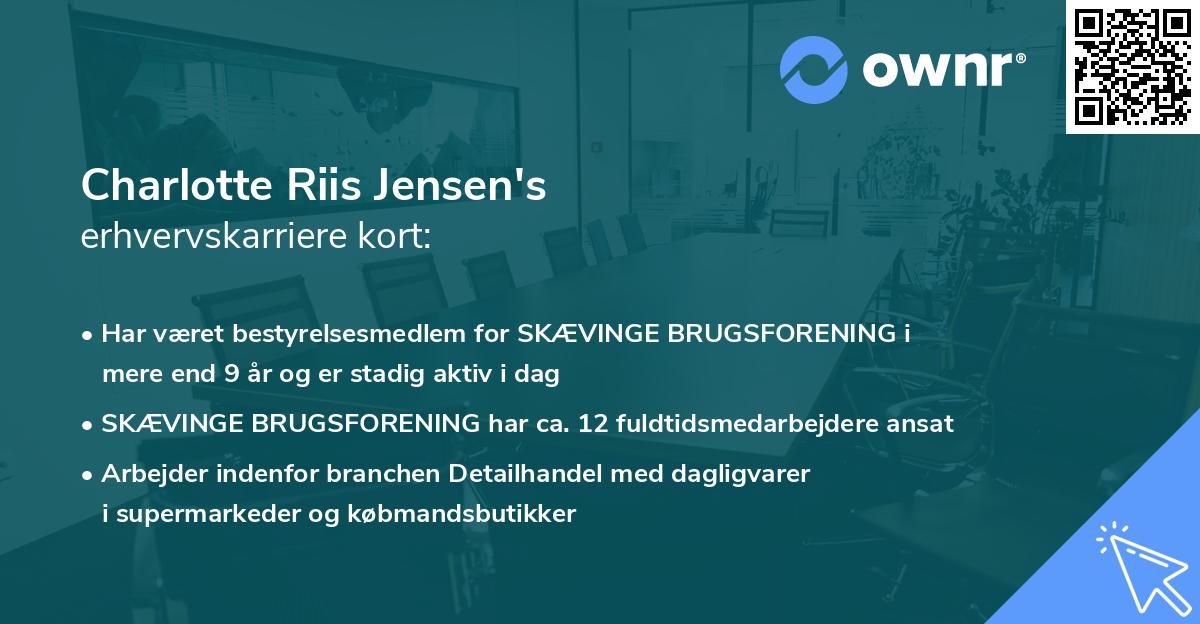 Charlotte Riis Jensen's erhvervskarriere kort