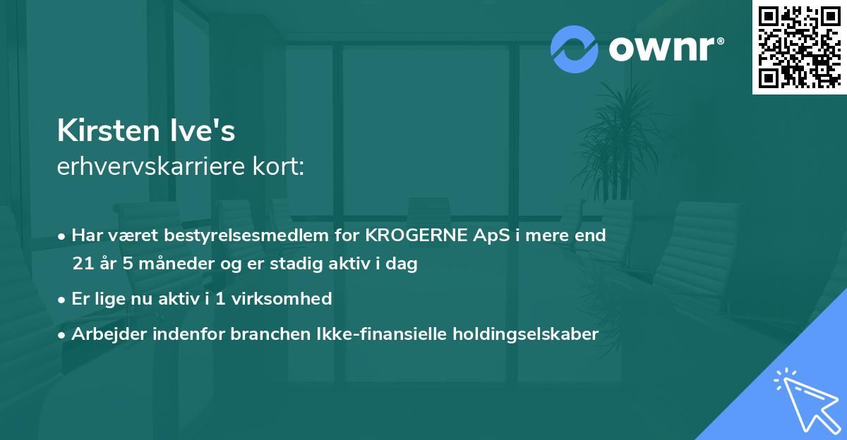 Kirsten Ive's erhvervskarriere kort