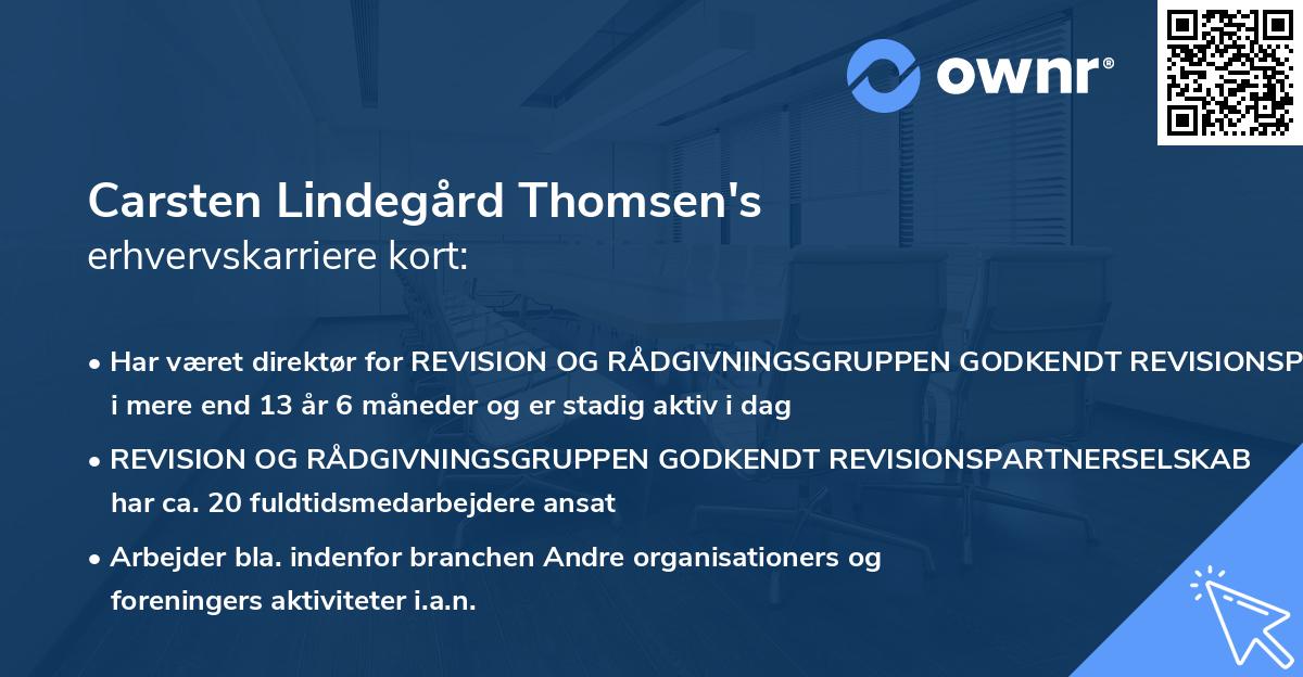 Carsten Lindegård Thomsen's erhvervskarriere kort