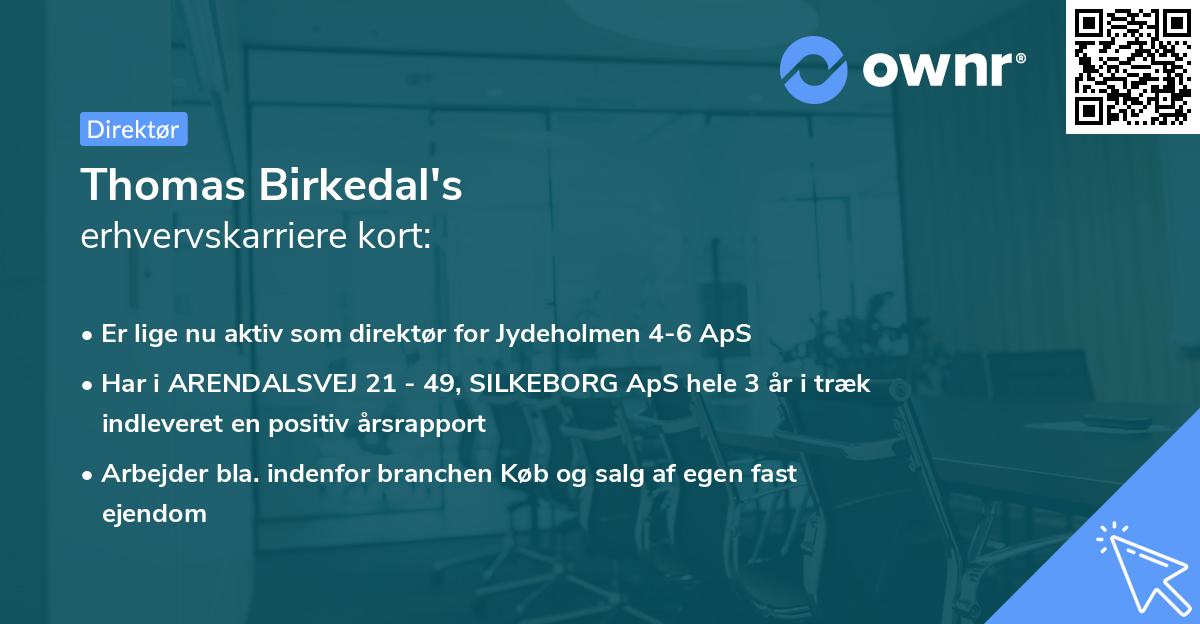 Thomas Birkedal's erhvervskarriere kort