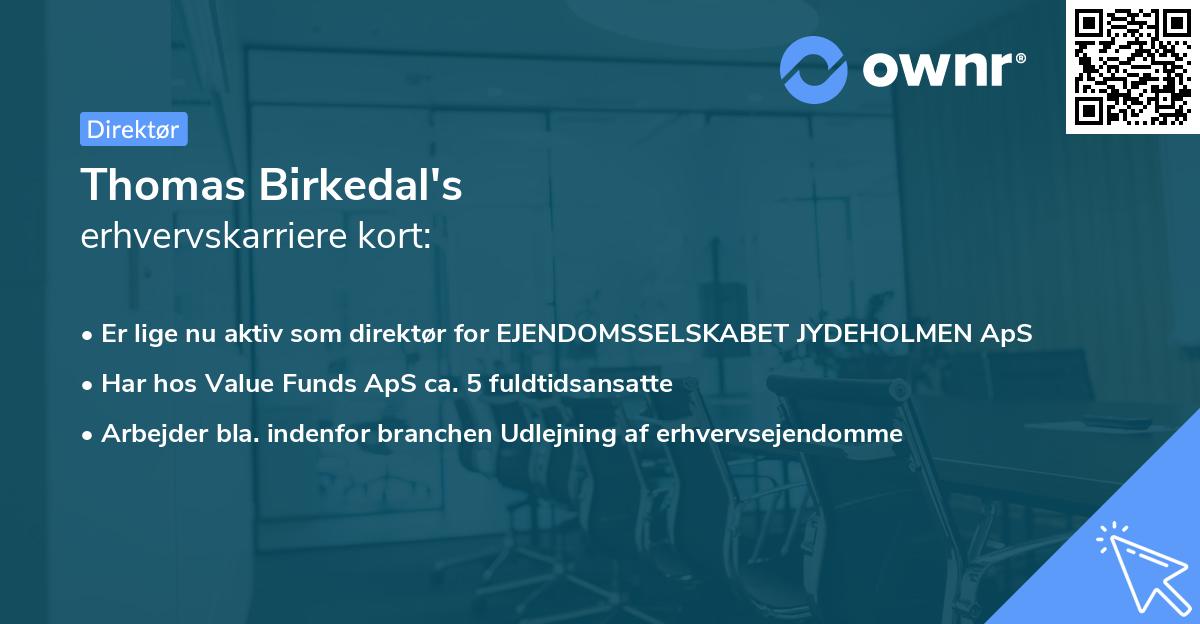 Thomas Birkedal's erhvervskarriere kort
