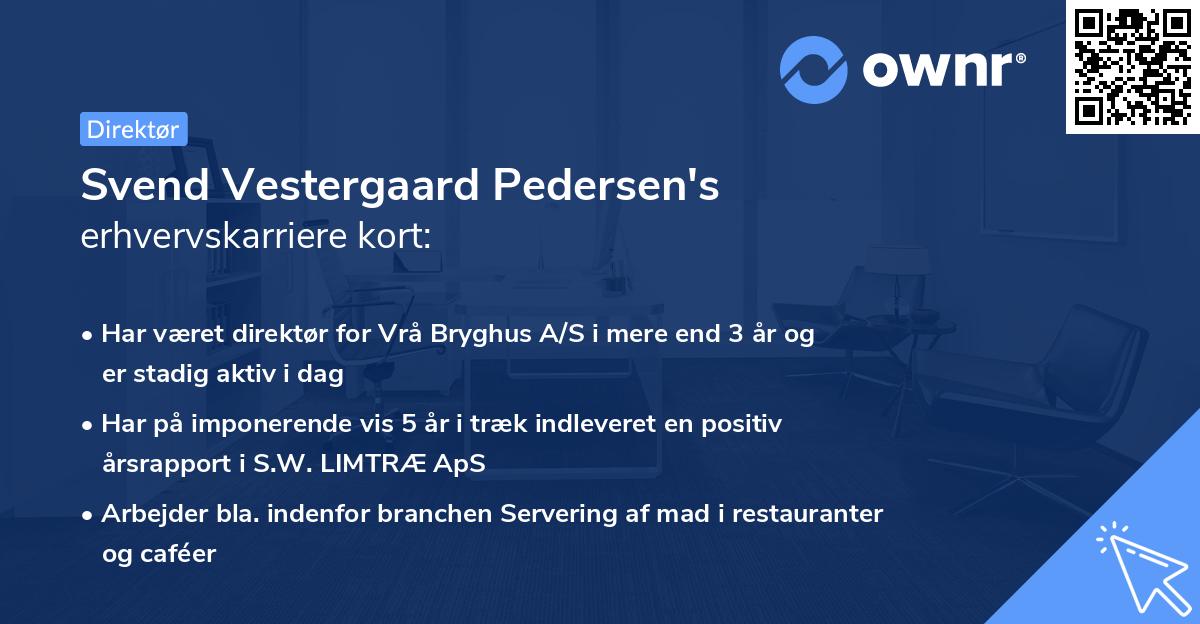 Svend Vestergaard Pedersen's erhvervskarriere kort