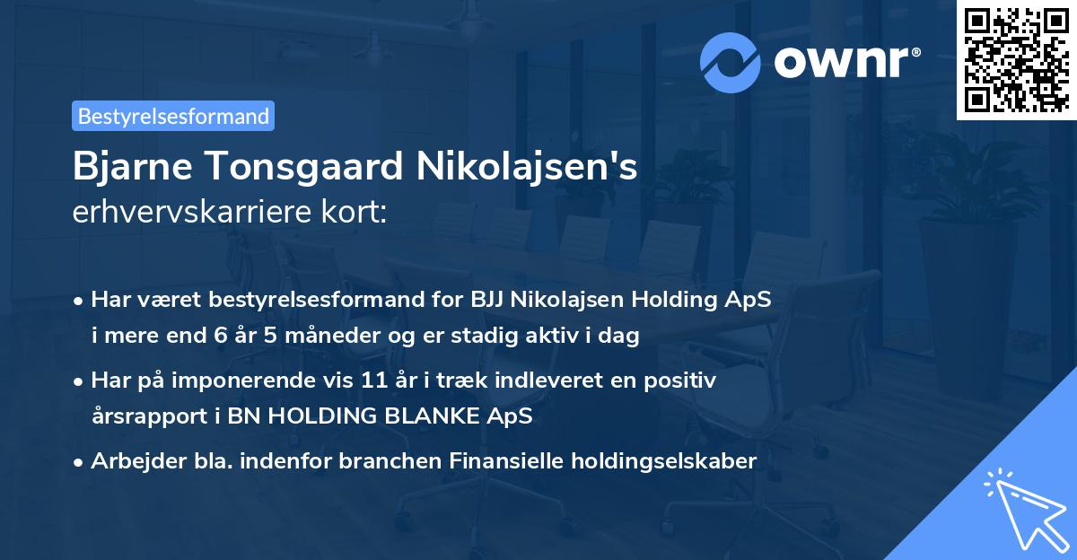 Bjarne Tonsgaard Nikolajsen's erhvervskarriere kort