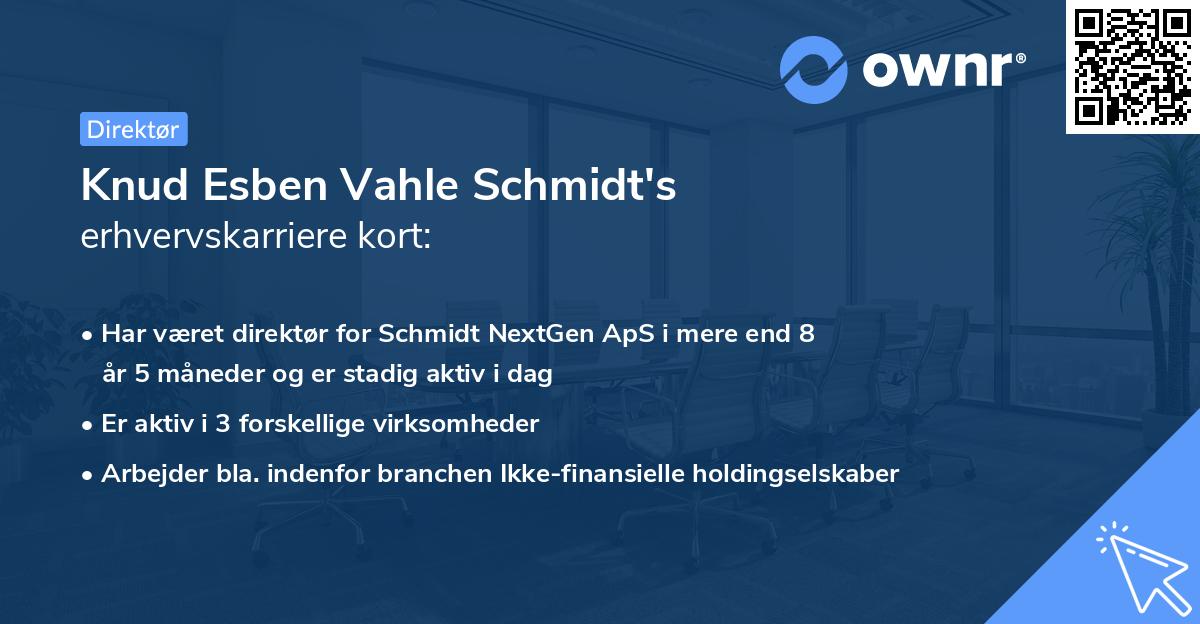 Knud Esben Vahle Schmidt's erhvervskarriere kort