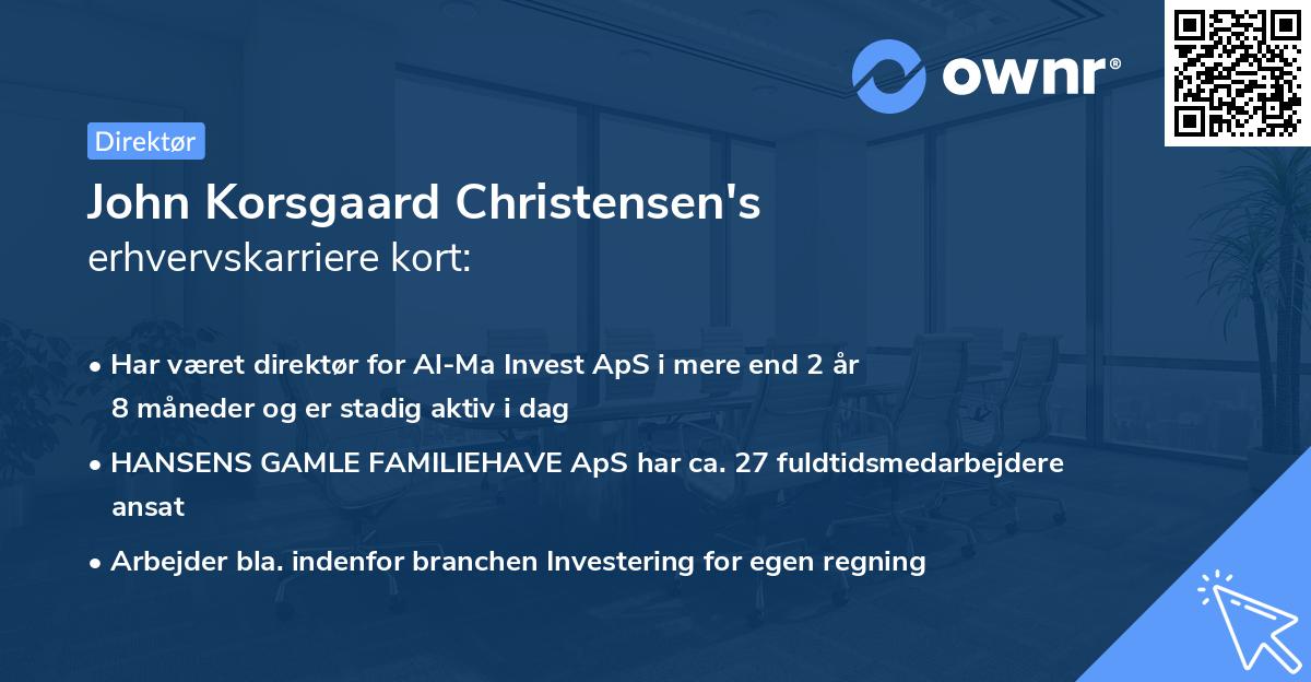 John Korsgaard Christensen's erhvervskarriere kort