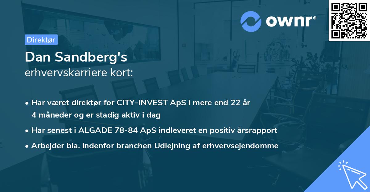 Dan Sandberg's erhvervskarriere kort