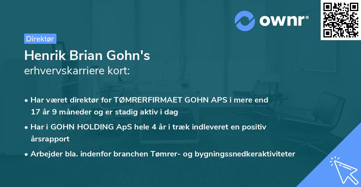 Henrik Brian Gohn's erhvervskarriere kort