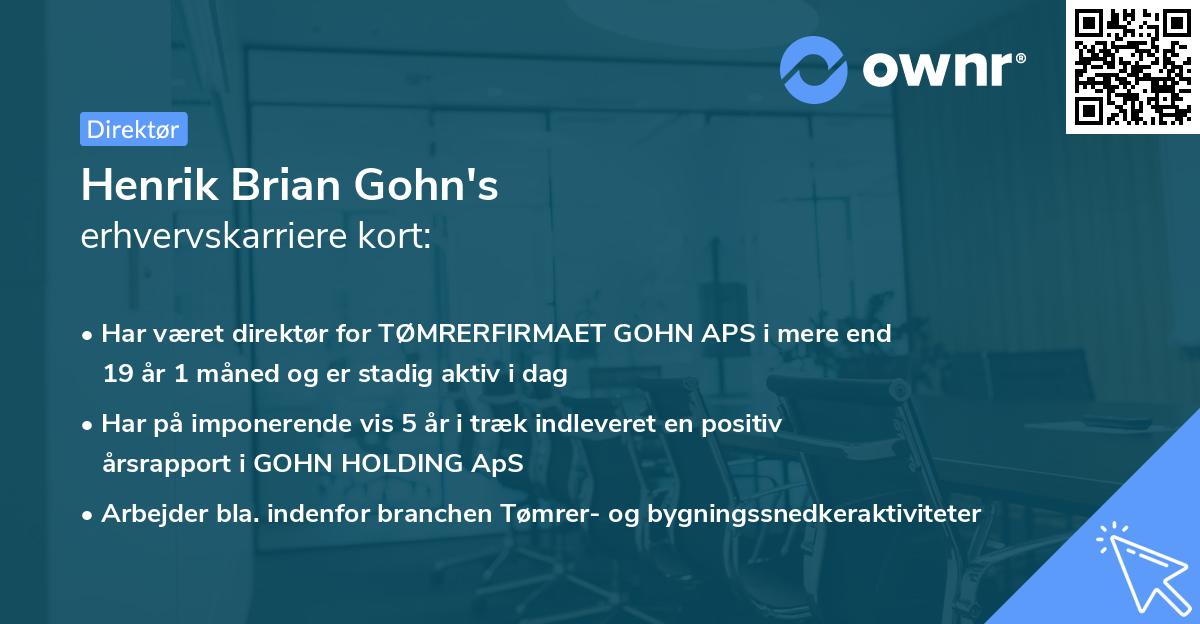 Henrik Brian Gohn's erhvervskarriere kort