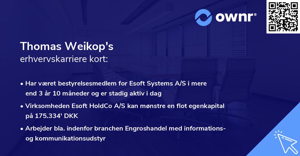 Thomas Weikop's erhvervskarriere kort