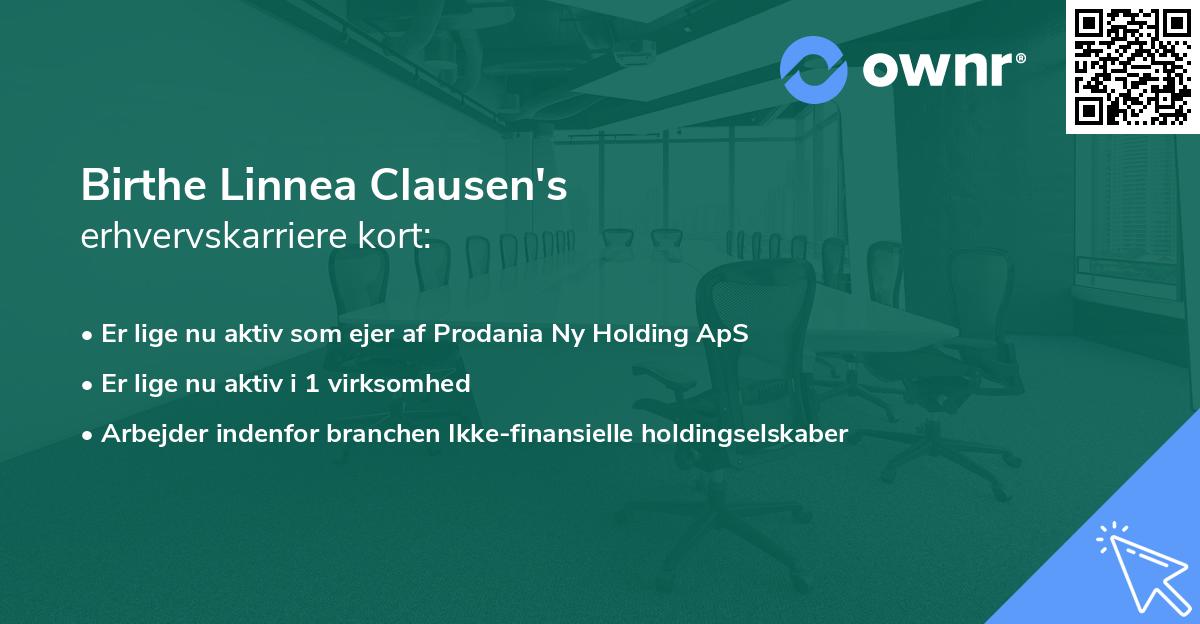 Birthe Linnea Clausen's erhvervskarriere kort