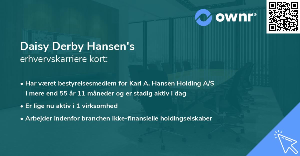 Daisy Derby Hansen's erhvervskarriere kort