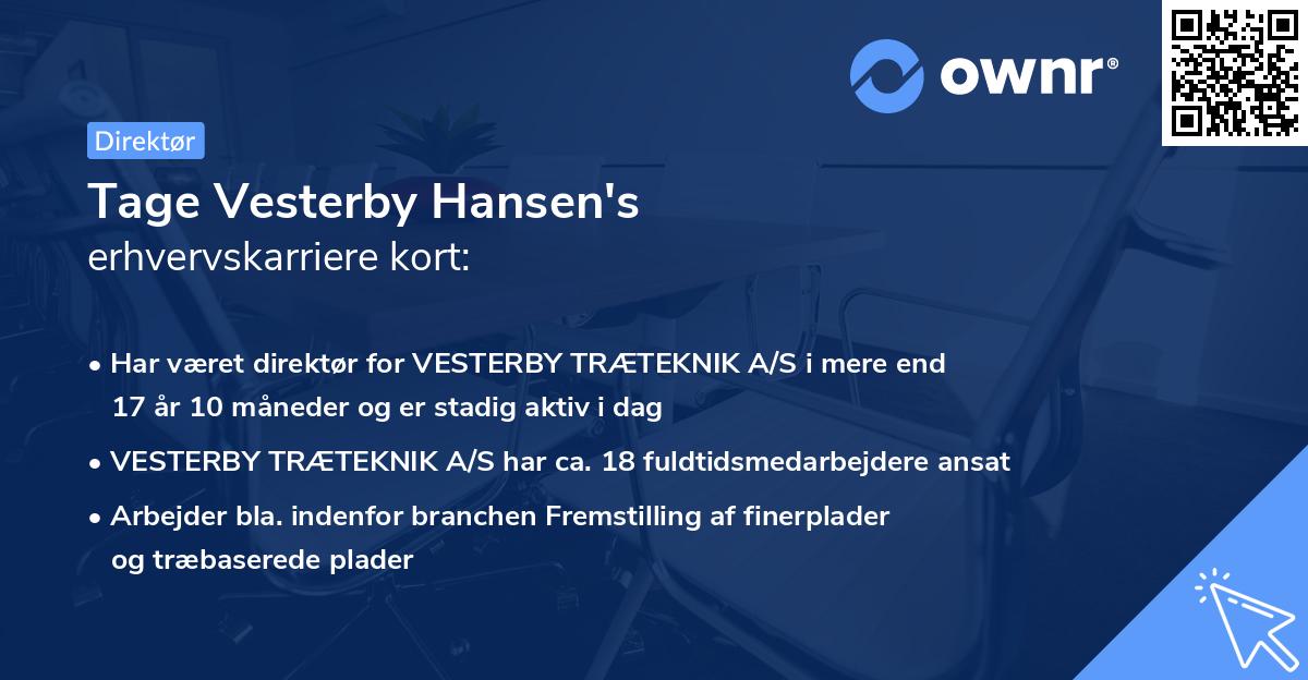 Tage Vesterby Hansen's erhvervskarriere kort