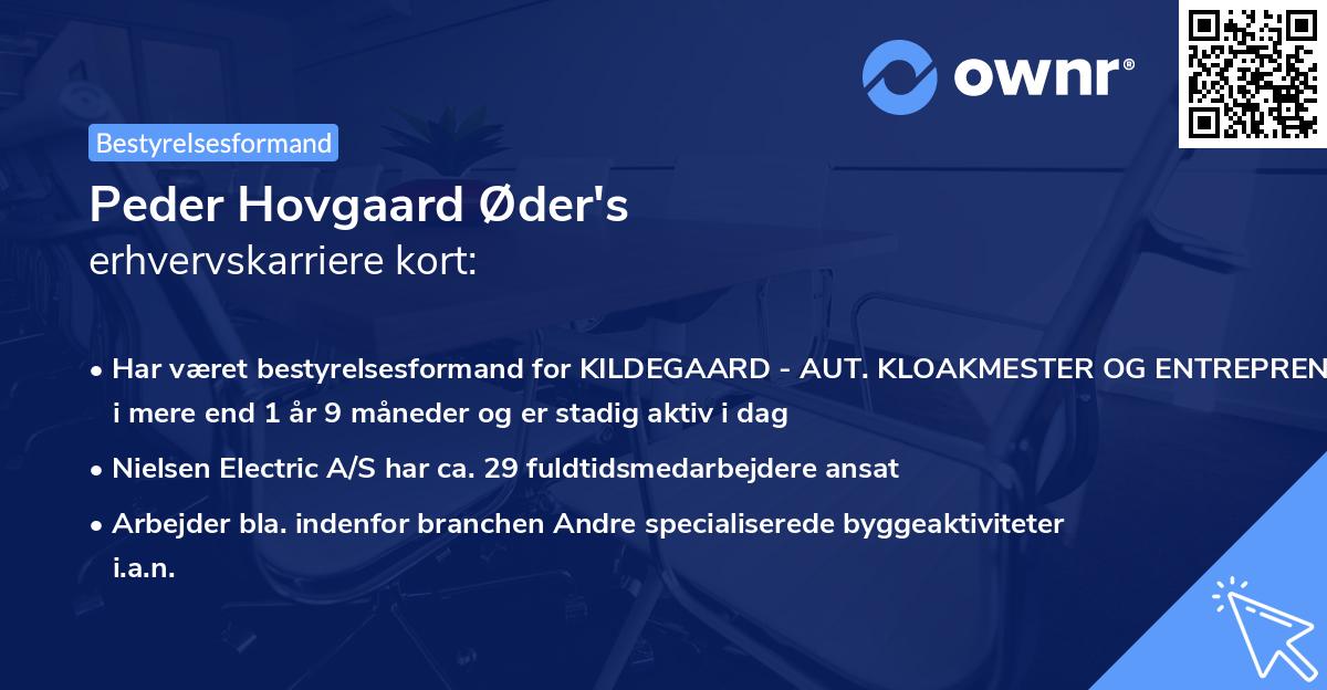 Peder Hovgaard Øder's erhvervskarriere kort